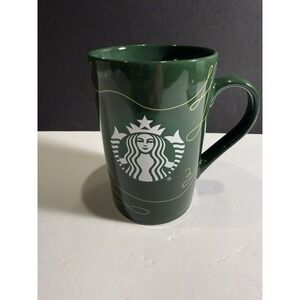 Starbucks Green Ceramic Latte Mug 11 oz Gold Script Coffee Cup 2020
